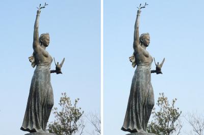 オリーブの女神像 交差法ステレオ立体３D写真
