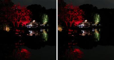 東京 清澄庭園ライトアップ 交差法3Dステレオ立体写真