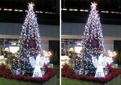 新宿三井ビル クリスマスツリー 平行法3Dステレオ立体写真