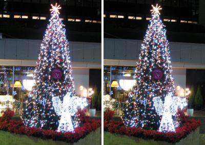 新宿三井ビル クリスマスツリー 交差法3Dステレオ立体写真