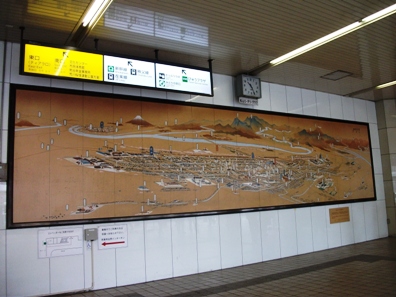 熊谷駅・東口にある　吉田初三郎の『熊谷鳥瞰図』
