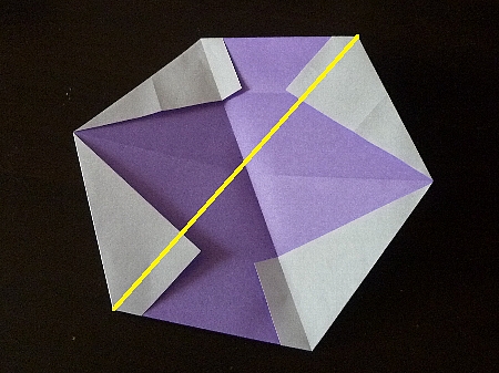 正六角形の対角線の折り線付け