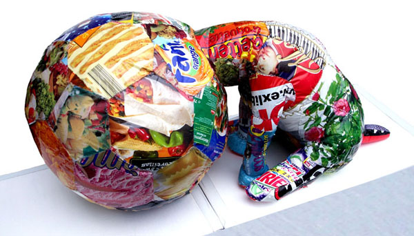 Pet Ball, 2007, 40 x 88 x 40 cm, plastic bags, polyester