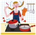 炊事する女性