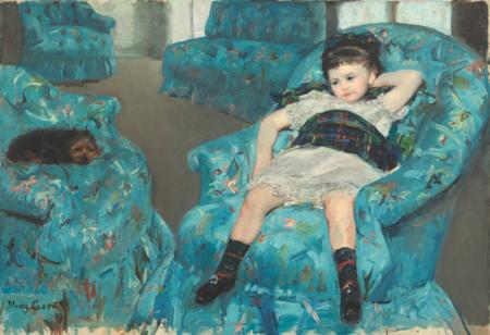 カサット「青いひじ掛け椅子の少女」