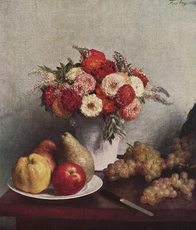 ファンタン・ラトゥール「花と果物の静物」